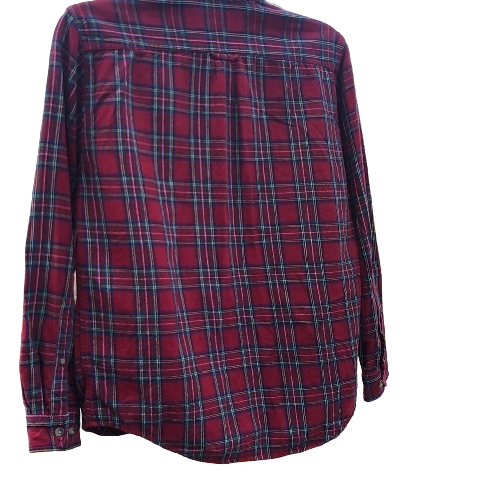 EDDIE BAUER Men's Medium Red  Plaid Flannel Button Down  USED Good Condition - Picture 5 of 15